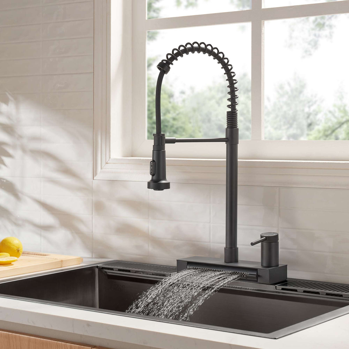 Forno Acqua 4 function pull-Down Waterfall Kitchen Faucet Black - FCWCMBKD1