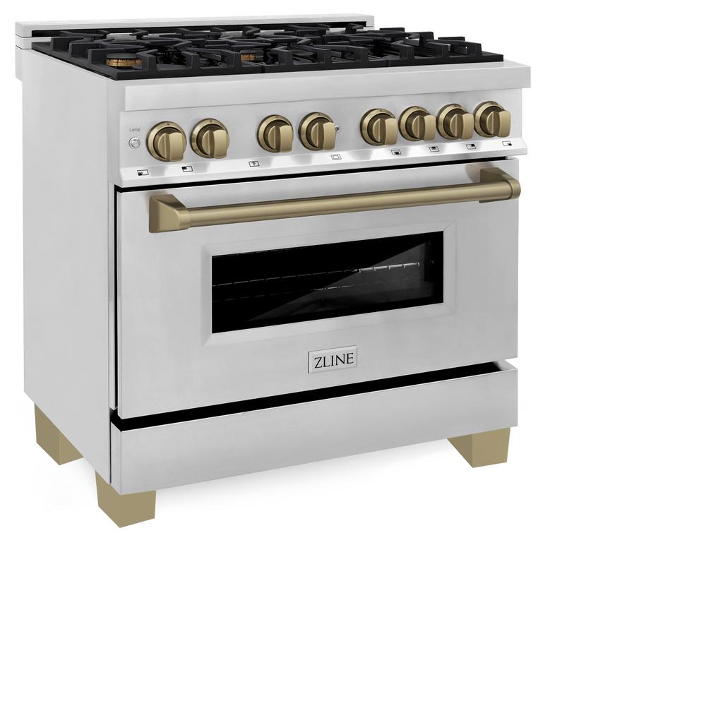 ZLINE Autograph Edition Legacy 36-inch range in stainless steel and champagne bronze accents RAZ-36-CB, view 7