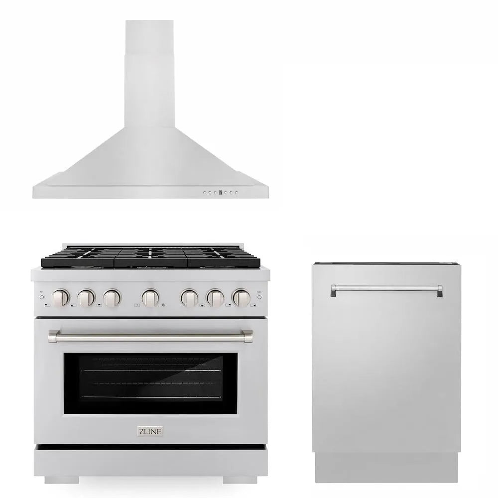 ZLINE 36-inch kitchen package 3KP-SGRRH36-DWV