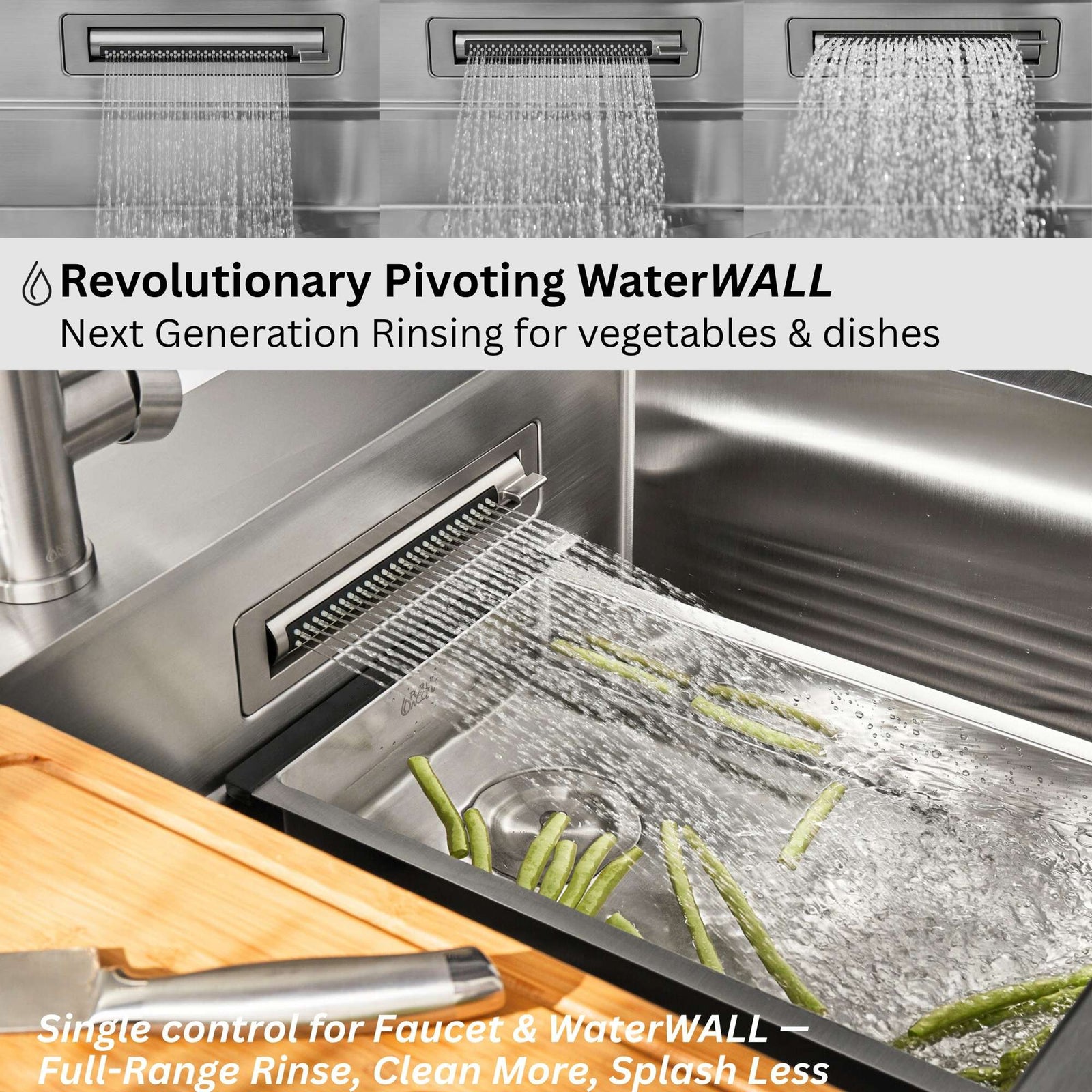 Forno Acqua 33 in. Drop-In/Undermount 50/50 Double Bowl Stainless Steel Sink with Faucet & Waterfall - G-ZN30