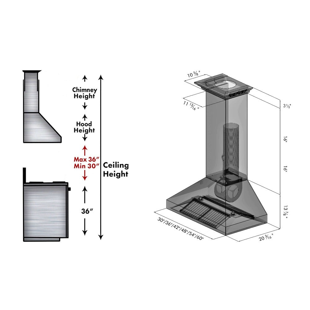 ZLINE Professional 48-inch range hood in stainless steel 597CRN-48, view 7