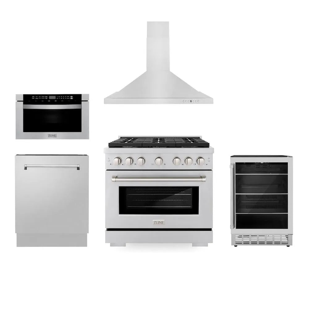 ZLINE 36-inch kitchen package 5KP-SGRRH36-MWDWV-RBV