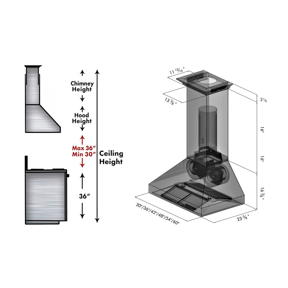 ZLINE Professional 42-inch range hood in stainless steel 667CRN-42, view 7