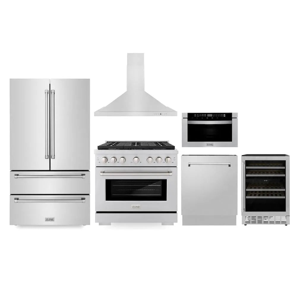 ZLINE 36-inch kitchen package 6KPR-SGRRH36-MWDWV-RWV
