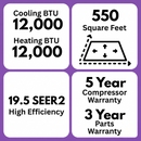 MRCOOL DIY 6th Gen Easy Pro 12K 12,000 BTU 19.5 SEER2 Ductless Mini Split Air Conditioner and Heat Pump - 115V