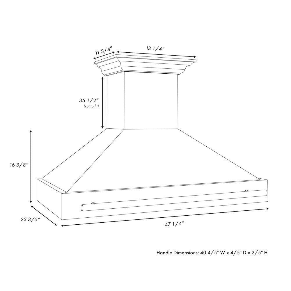 ZLINE Autograph Edition 48-inch range hood in satin stainless steel and polished gold accents 8654SNZ-WM48-G, view 5