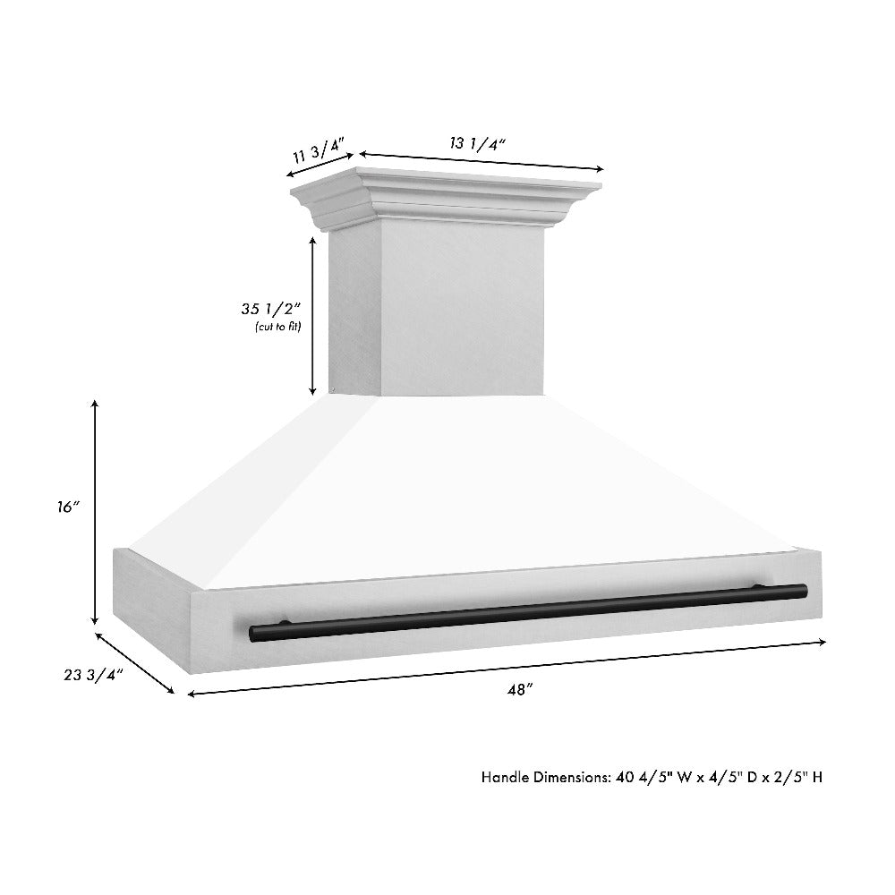 ZLINE Autograph Edition 48-inch range hood in satin stainless steel and matte black accents 8654SNZ-WM48-MB, view 7