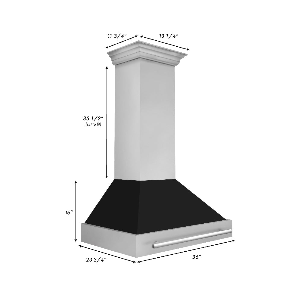 ZLINE 36-inch range hood in black matte 8654STX-BLM-36, view 5