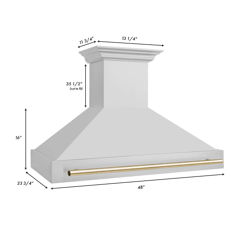 ZLINE Autograph Edition 48-inch range hood in stainless steel and polished gold accents 8654STZ-48-G, view 6