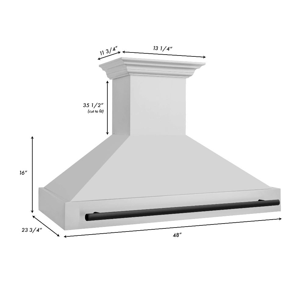 ZLINE Autograph Edition 48-inch range hood in stainless steel and matte black accents 8654STZ-48-MB, view 7