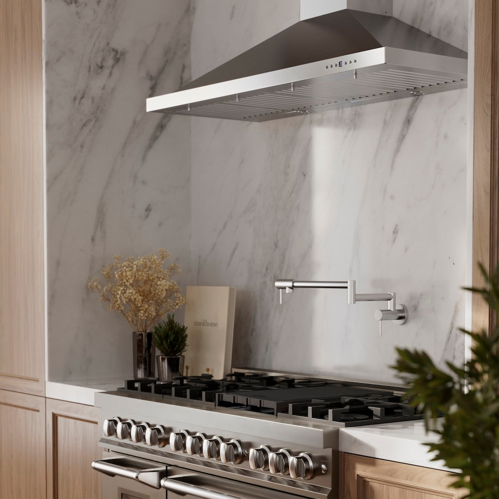 ZLINE Legacy 48-inch dual fuel range RA48 installed in a kitchen
