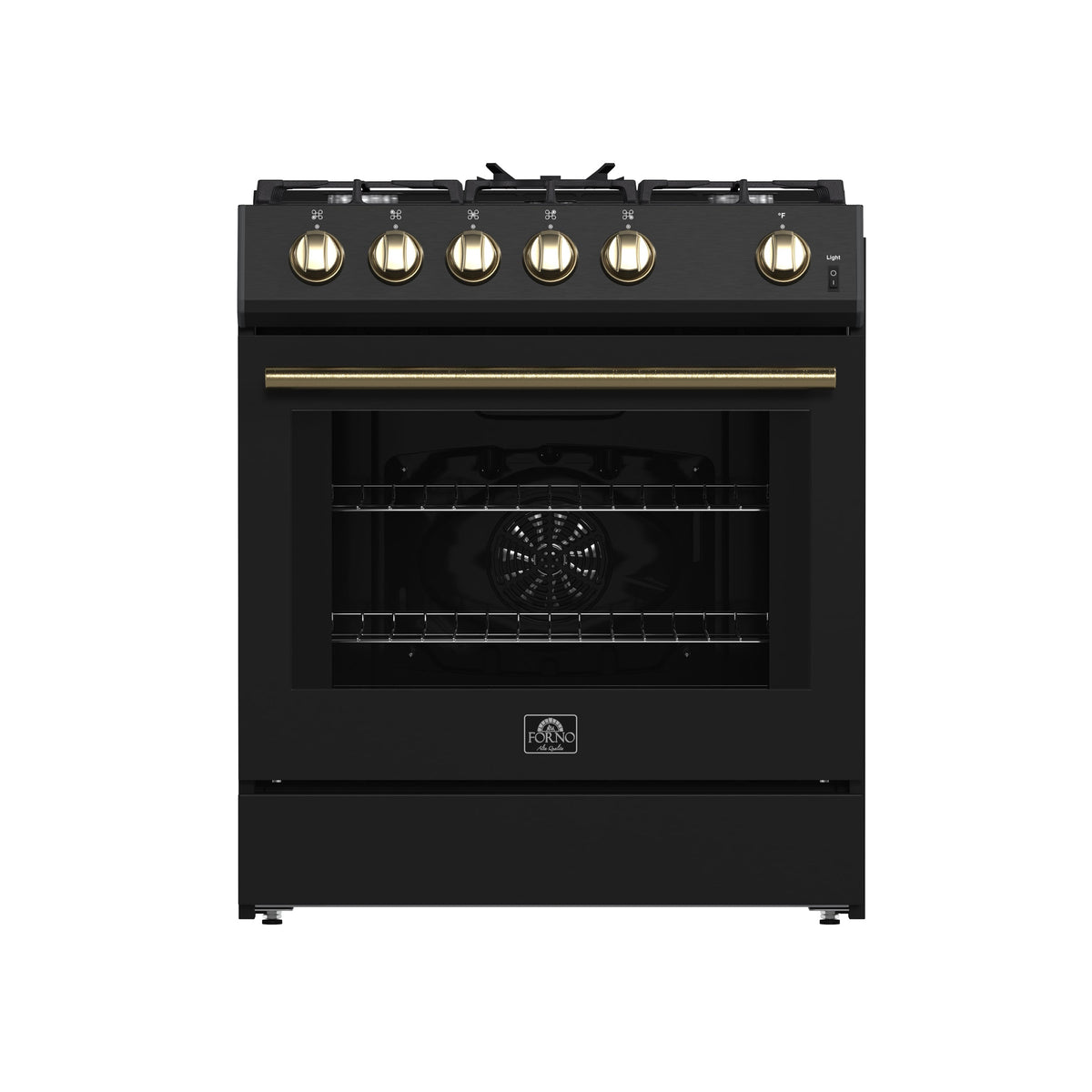 Forno Leonardo Espresso 30-Inch Black Gas Range, 5 Burners, 39,500 BTU, 5 cu.ft Convection Oven - FFSGS1116-30BLK