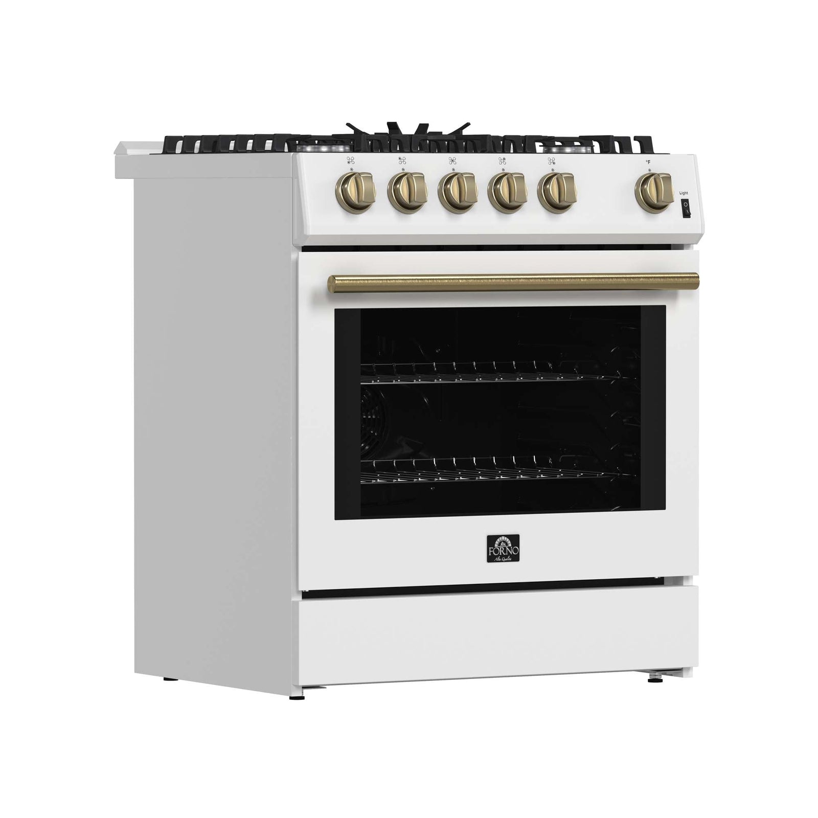 Forno Leonardo Espresso 30-Inch White Gas Range, 5 Burners, 39,500 BTU, 5 cu.ft Convection Oven - FFSGS1116-30WHT