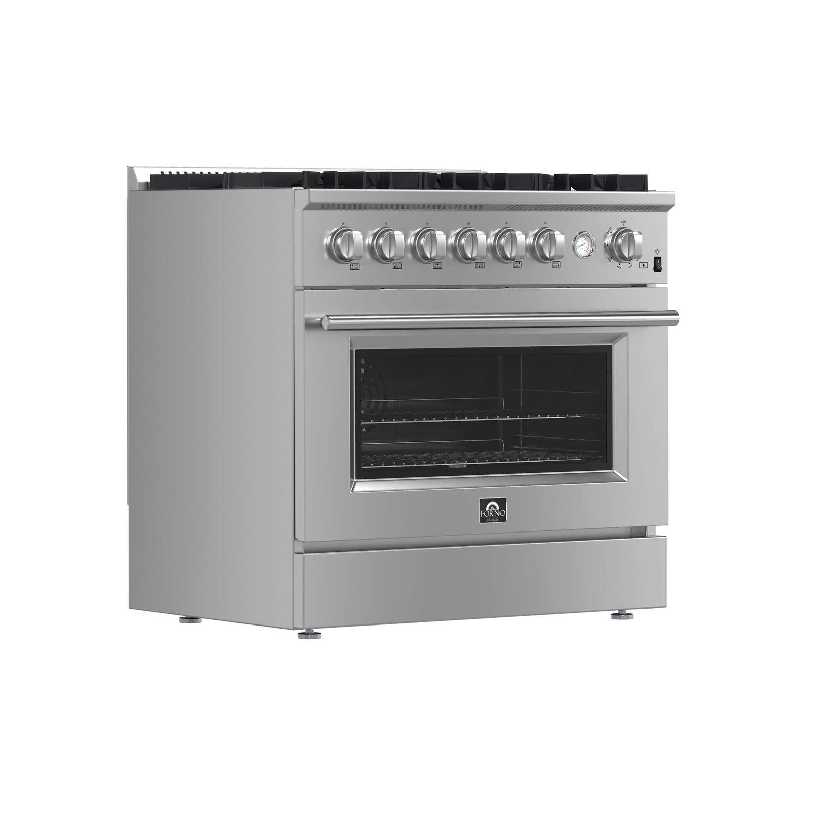 Forno Marco 36-Inch Gas Range Stainless Steel, 6 Burners 67,000 BTU, 5.36 cu.ft. Convection Oven - FFSGS6277-36