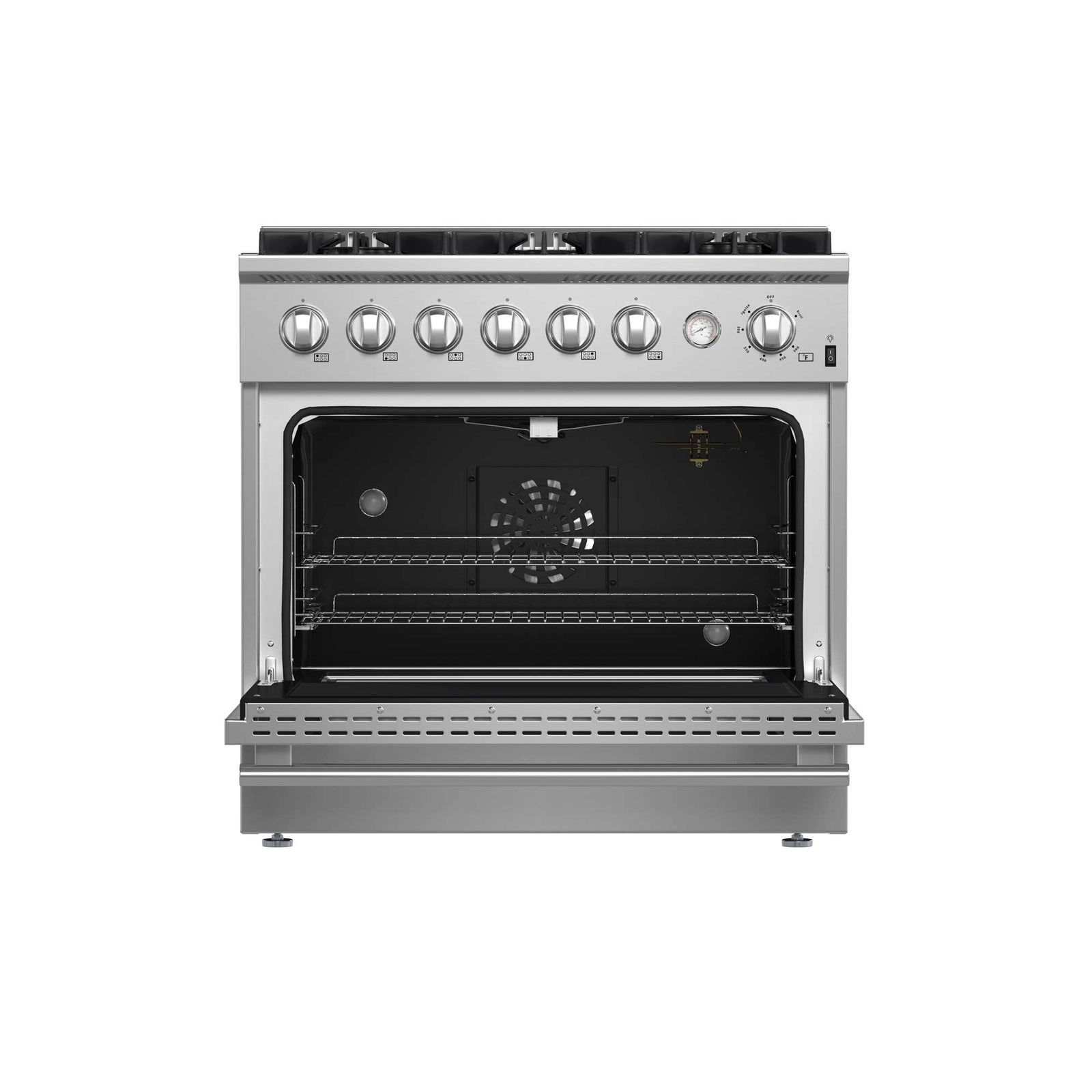 Forno Marco 36-Inch Gas Range Stainless Steel, 6 Burners 67,000 BTU, 5.36 cu.ft. Convection Oven - FFSGS6277-36