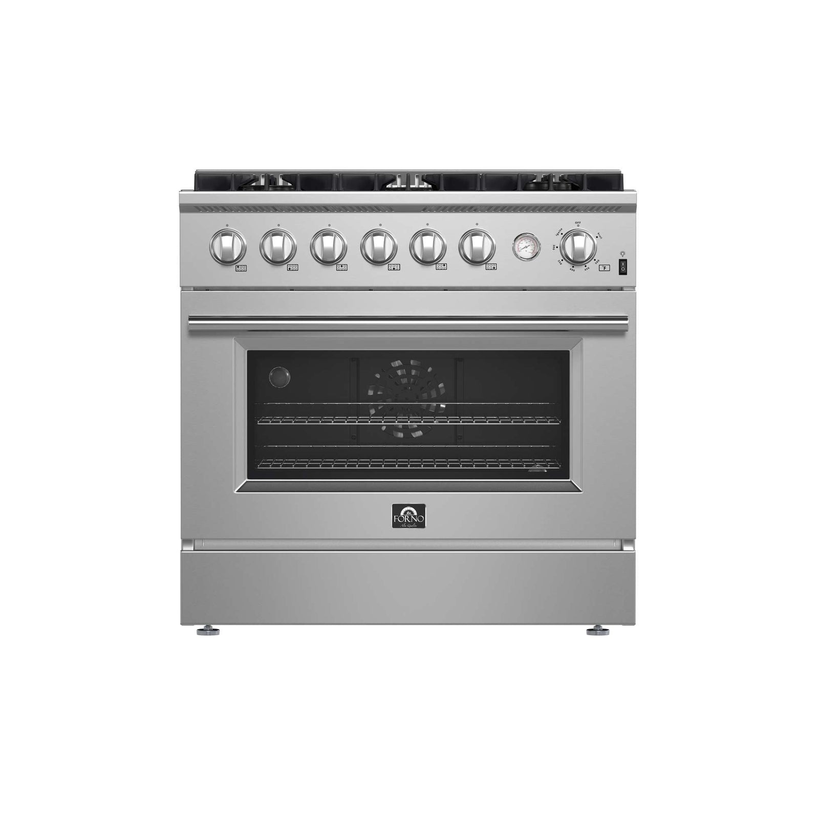 Forno Marco 36-Inch Gas Range Stainless Steel, 6 Burners 67,000 BTU, 5.36 cu.ft. Convection Oven - FFSGS6277-36