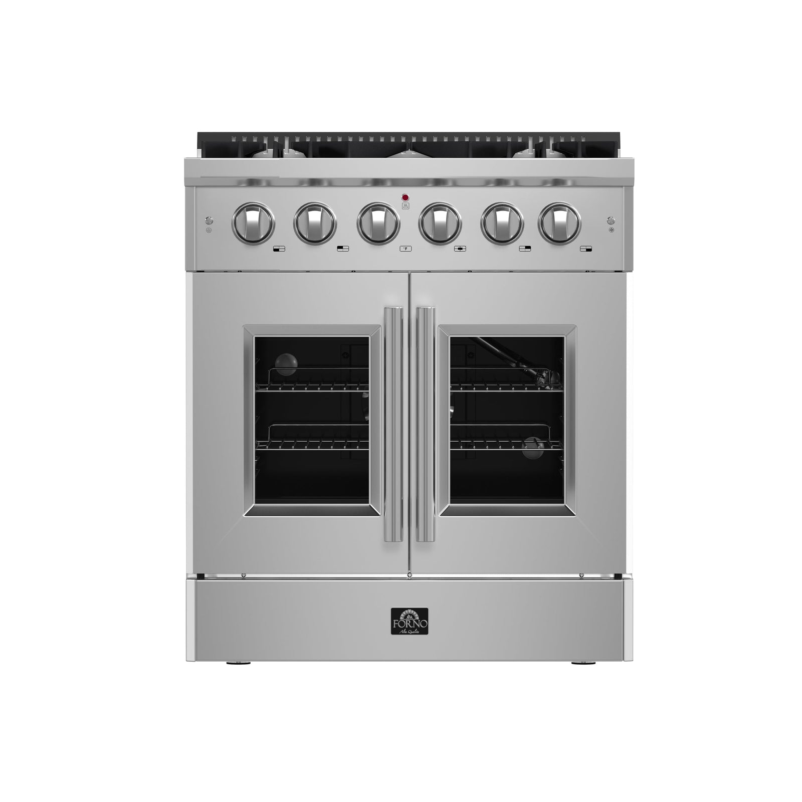 Forno Galiano 30-Inch Freestanding French Door Gas Range, 5 Burners, Convection Oven, Energy Efficient - FFSGS6444-30