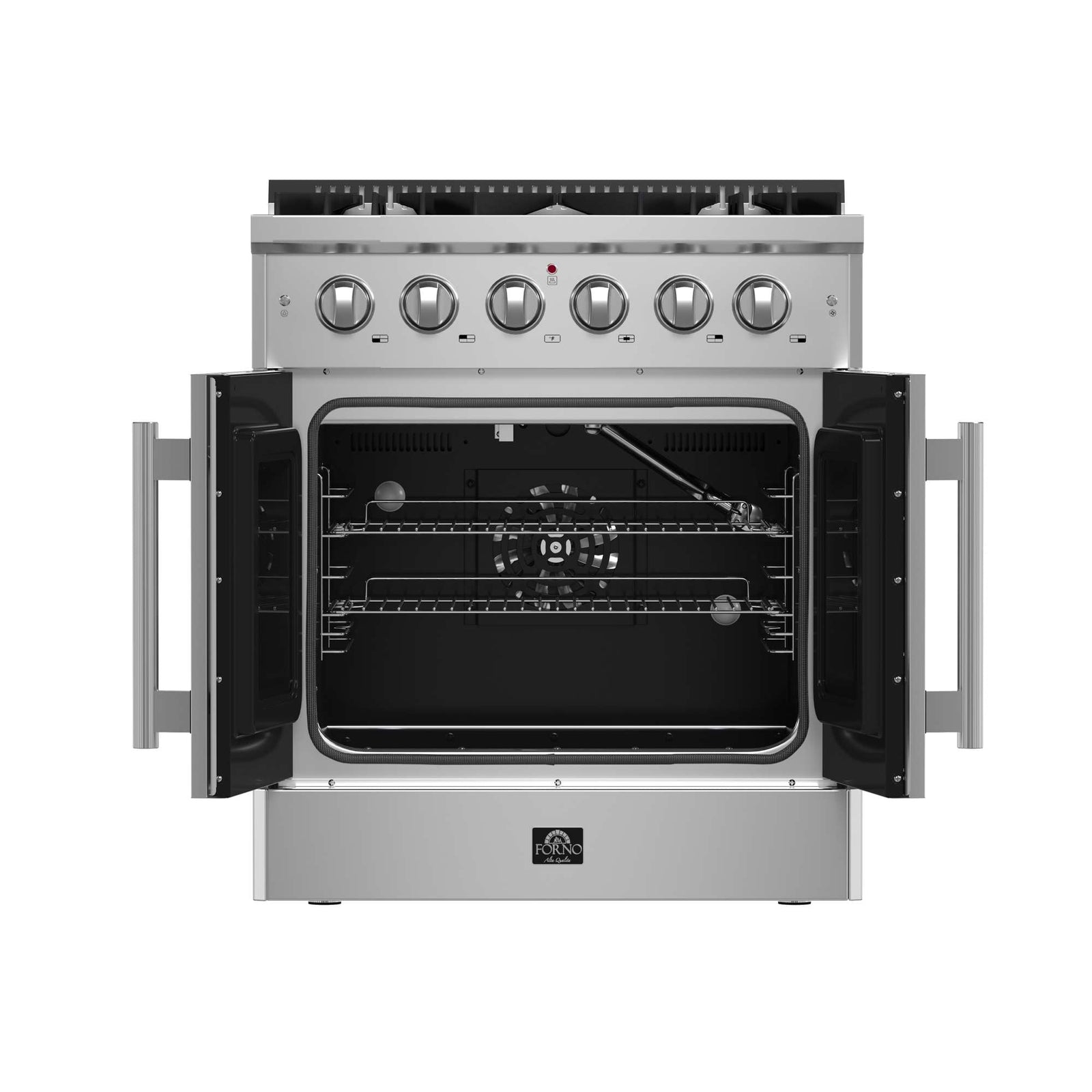 Forno Galiano 30-Inch Freestanding French Door Gas Range, 5 Burners, Convection Oven, Energy Efficient - FFSGS6444-30