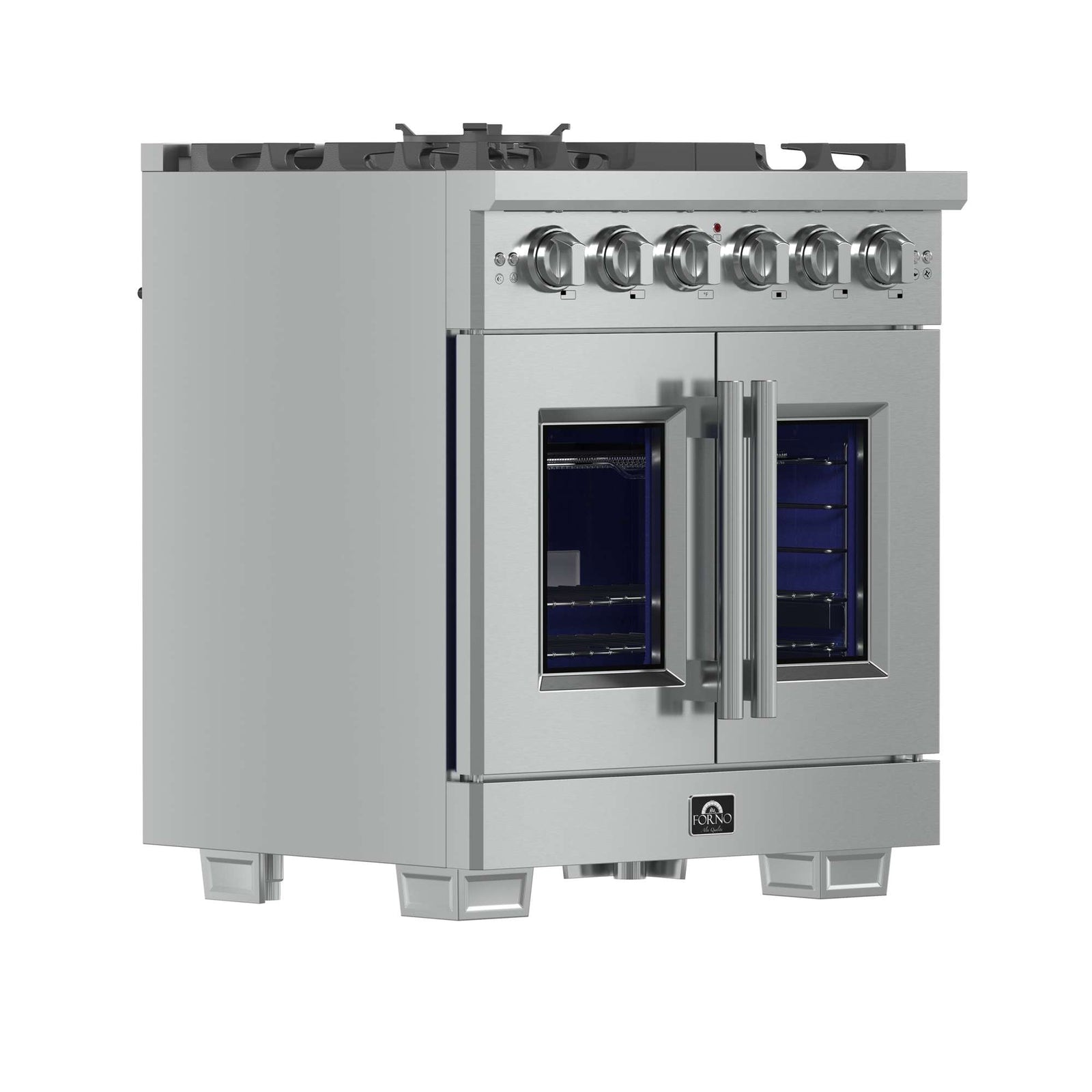 Forno Capriasca 30-Inch Freestanding French Door Gas Range, 4 Burners, Convection Oven, Energy Efficient - FFSGS6460-30
