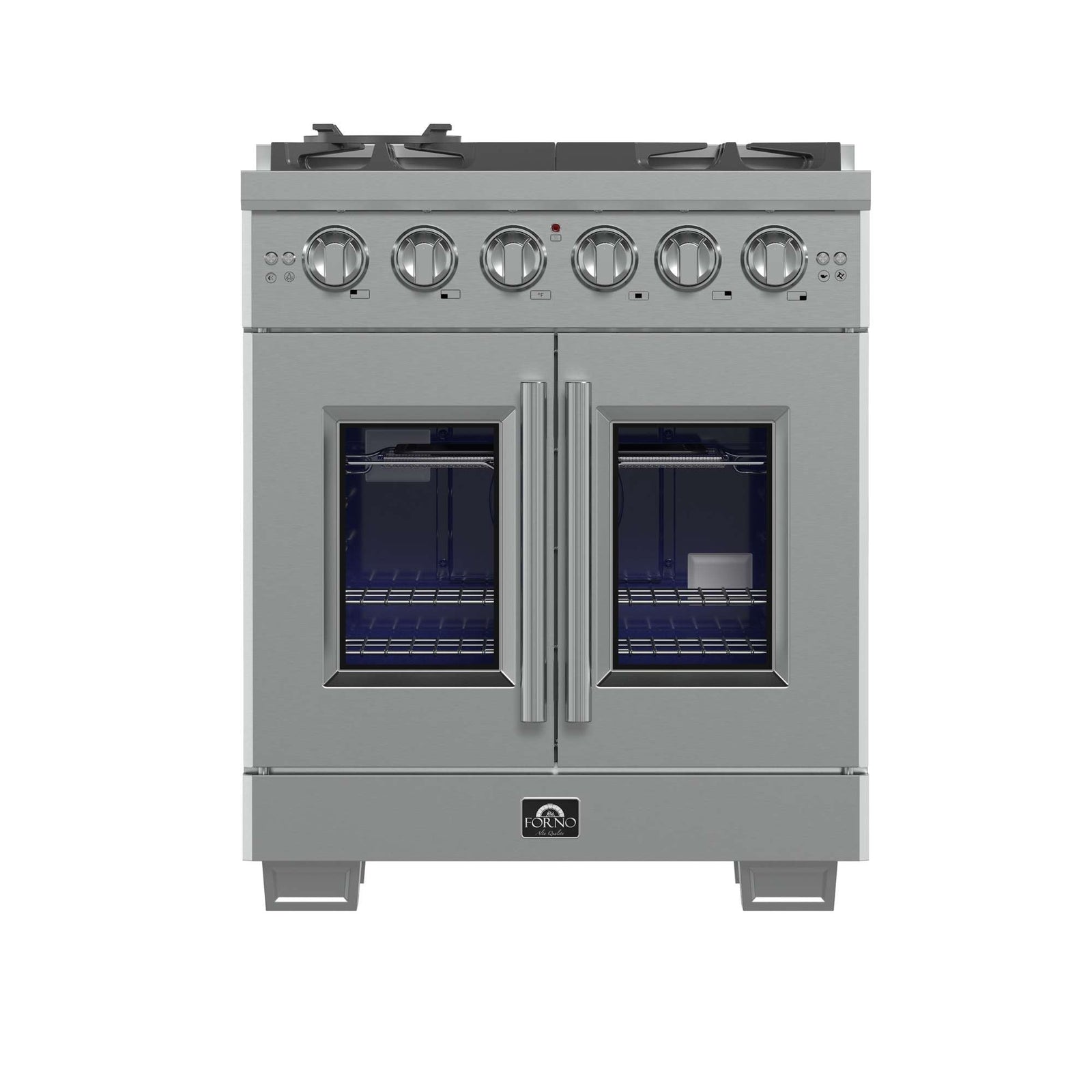 Forno Capriasca 30-Inch Freestanding French Door Gas Range, 4 Burners, Convection Oven, Energy Efficient - FFSGS6460-30