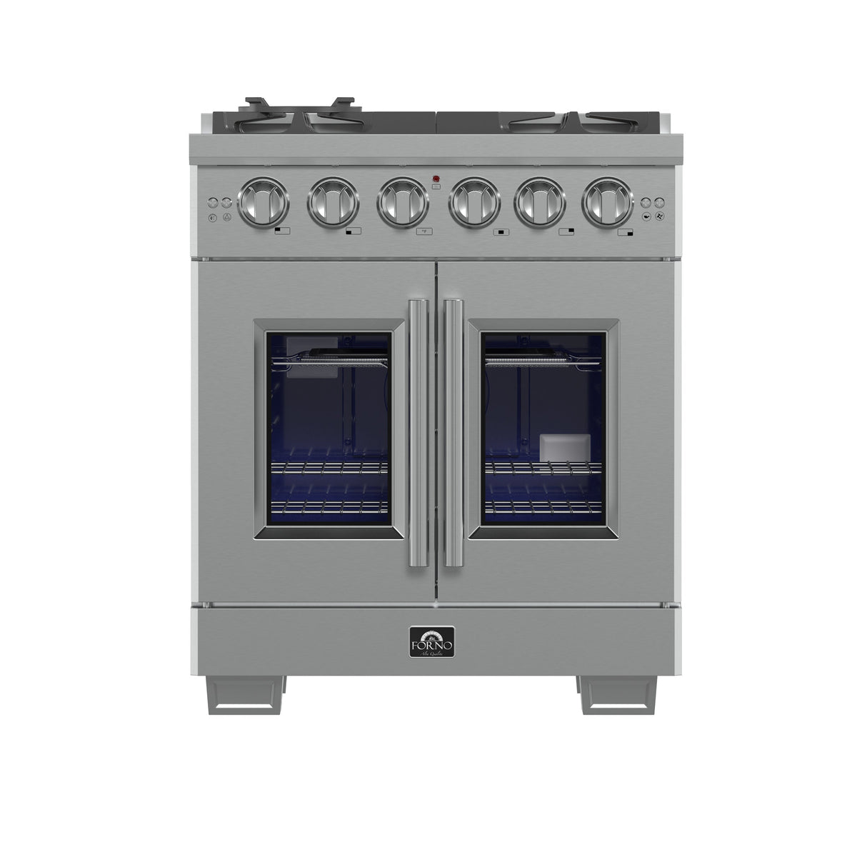 Forno Capriasca 30-inch french door gas range, stainless steel