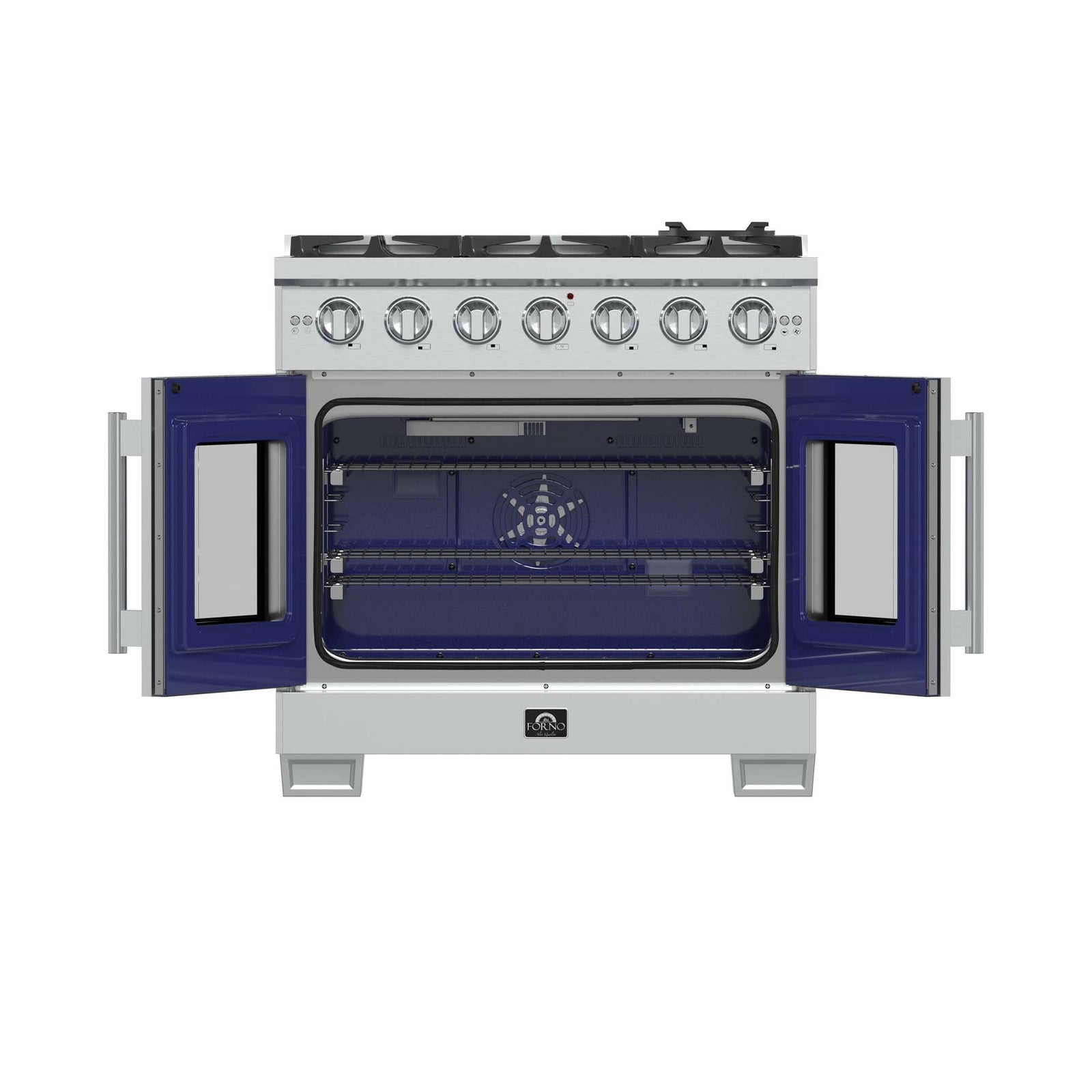 Forno Capriasca 36-Inch Freestanding French Door Gas Range, 6 Burners, Convection Oven, Energy Efficient - FFSGS6460-36