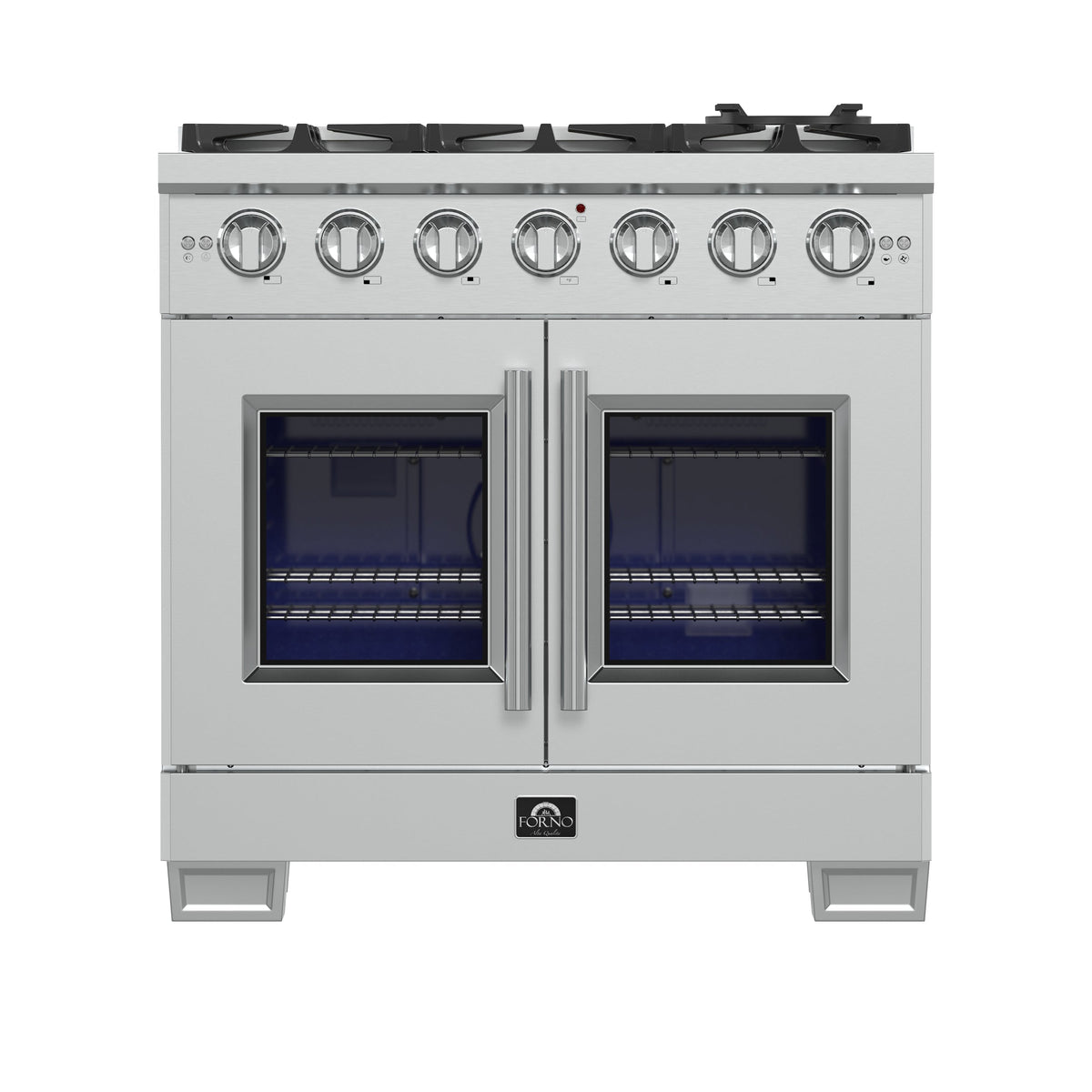 Forno Capriasca 36-inch french door gas range, stainless steel