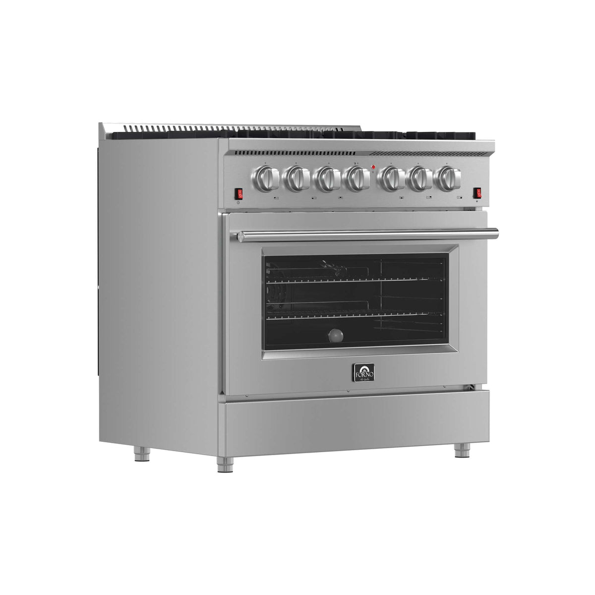 Forno Galiano 36-Inch Freestanding Gas Range, Stainless Steel, 6 Burners, Energy Efficient - FFSGS6244-36