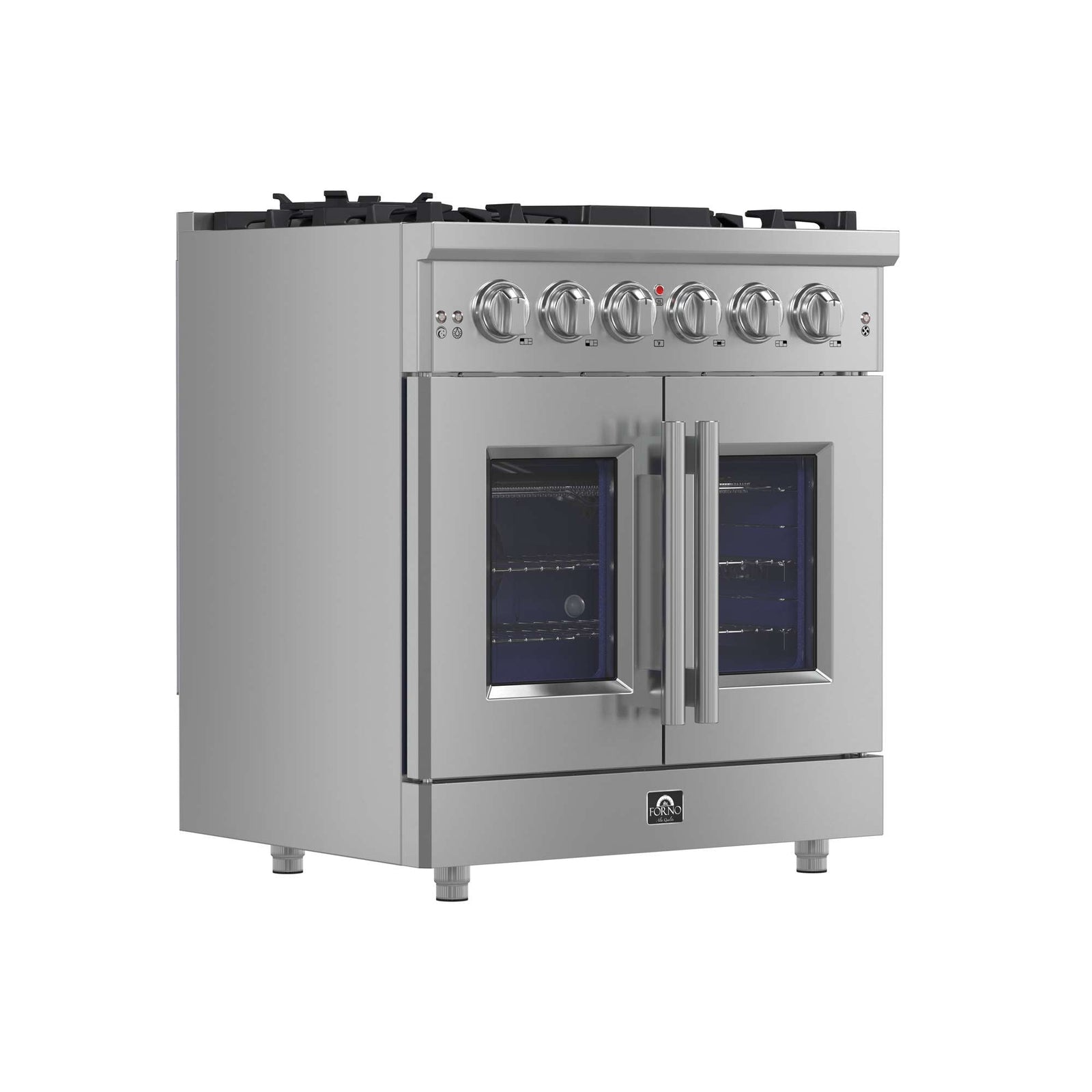 Forno Massimo 30-Inch Freestanding French Door Gas Range, 4 Burners, Convection Oven, Energy Efficient - FFSGS6439-30