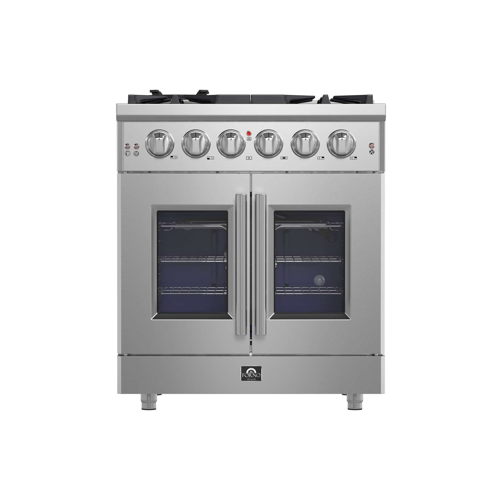 Forno Massimo 30-Inch Freestanding French Door Gas Range, 4 Burners, Convection Oven, Energy Efficient - FFSGS6439-30