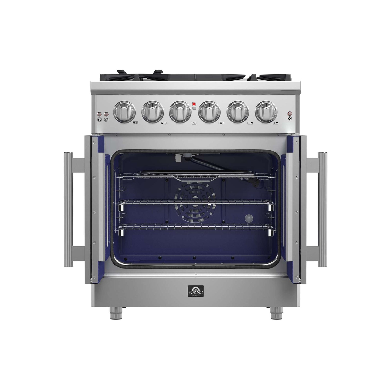 Forno Massimo 30-Inch Freestanding French Door Gas Range, 4 Burners, Convection Oven, Energy Efficient - FFSGS6439-30