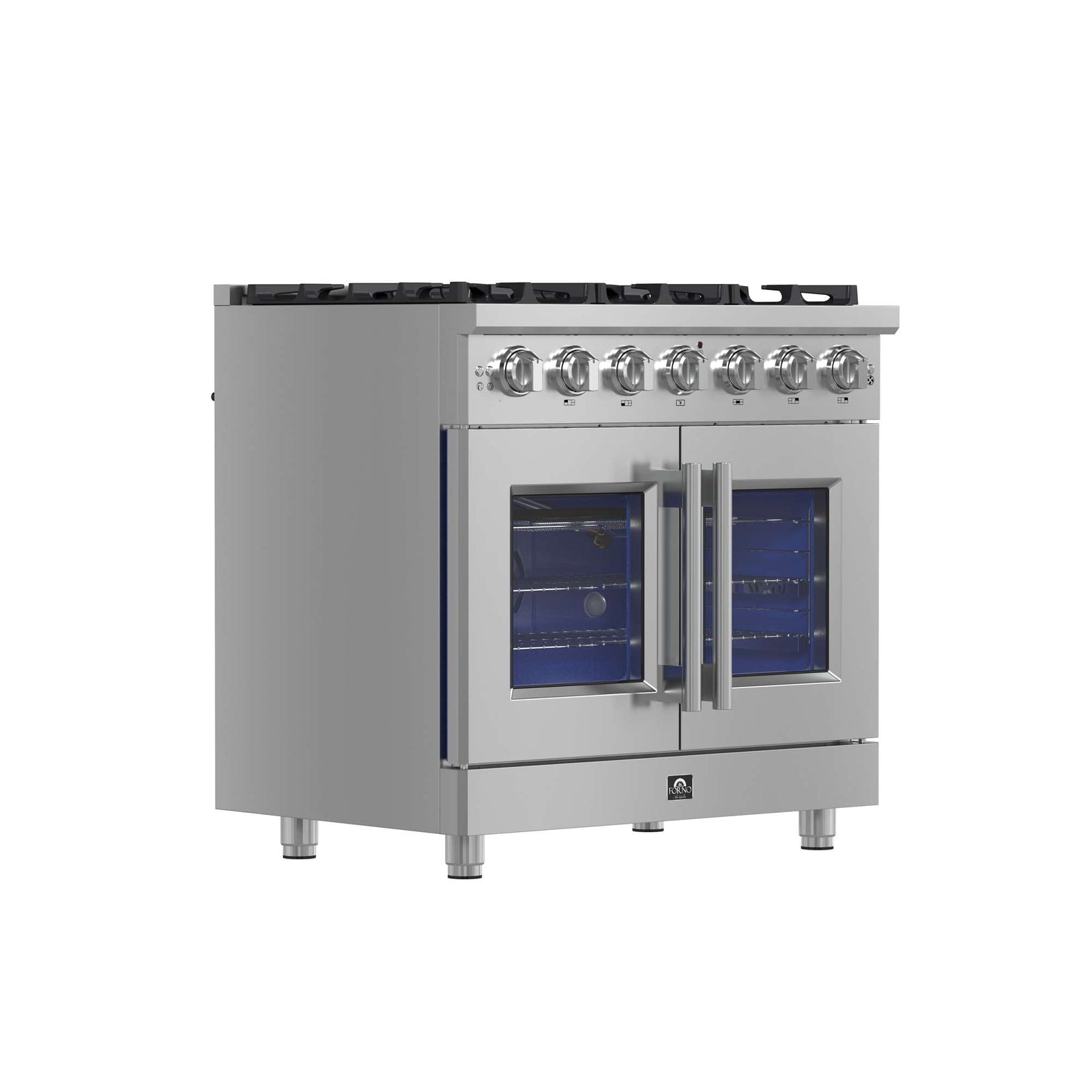 Forno Massimo 36-Inch Freestanding French Door Gas Range, 6 Burners, Convection Oven, Energy Efficient - FFSGS6439-36