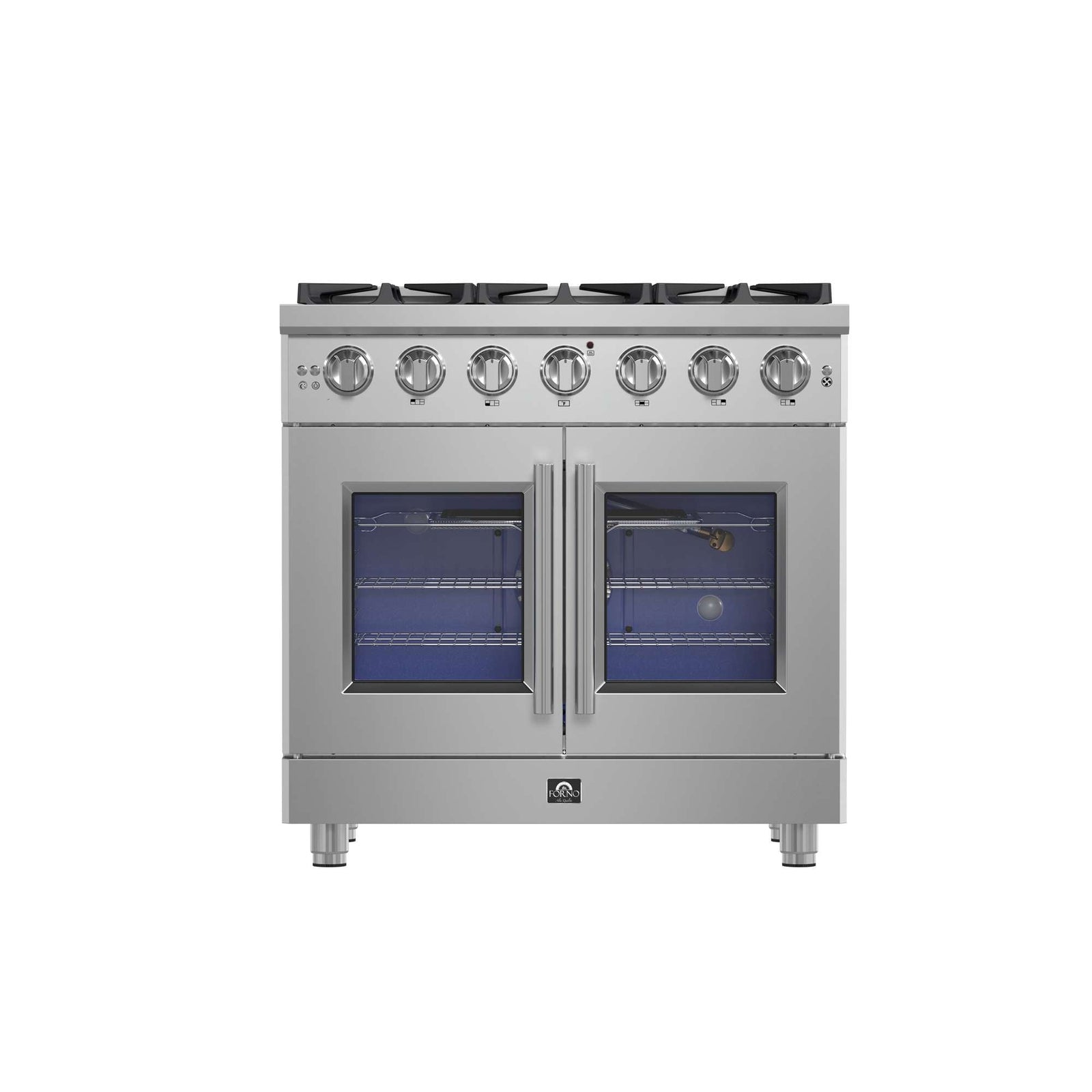 Forno Massimo 36-Inch Freestanding French Door Gas Range, 6 Burners, Convection Oven, Energy Efficient - FFSGS6439-36