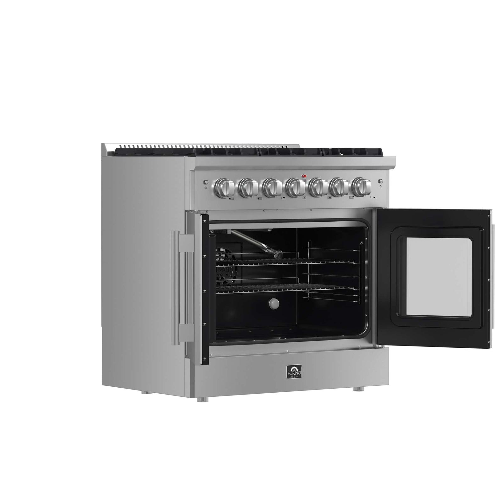 Forno Galiano 36-Inch Freestanding French Door Gas Range, 6 Burners, Convection Oven, Energy Efficient - FFSGS6444-36