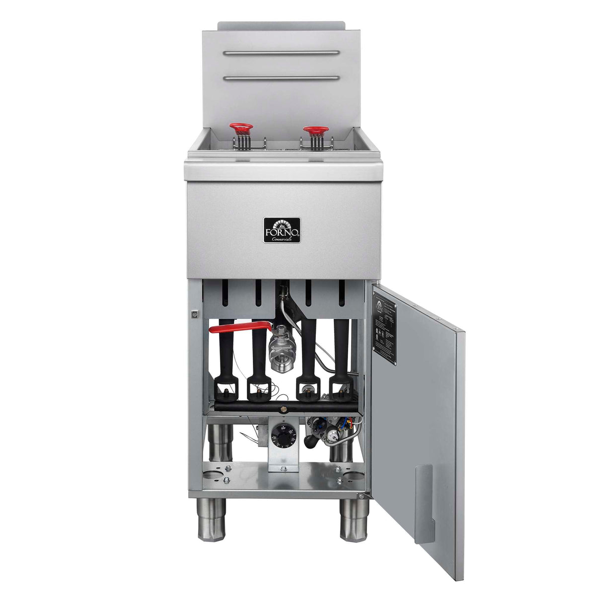 Forno Commerciale Natural Gas Deep Fryer, 4 Burners 120,000 BTU, 50 lbs Oil Capacity - FCMGF0023