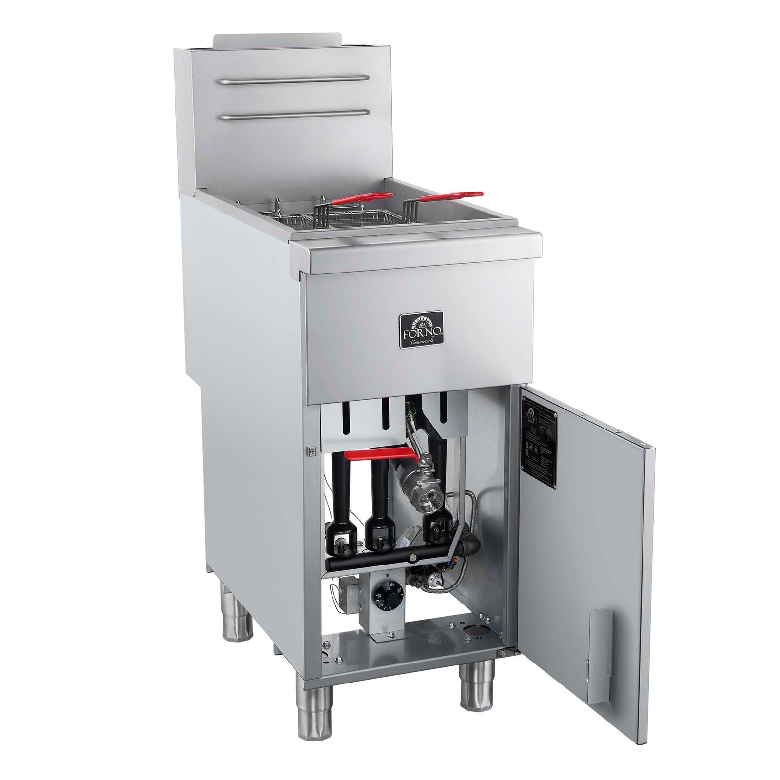 Forno Commerciale Natural Gas Deep Fryer, 3 Burners 90,000 BTU, 40 lbs, Millivolt Control - FCMGF0048