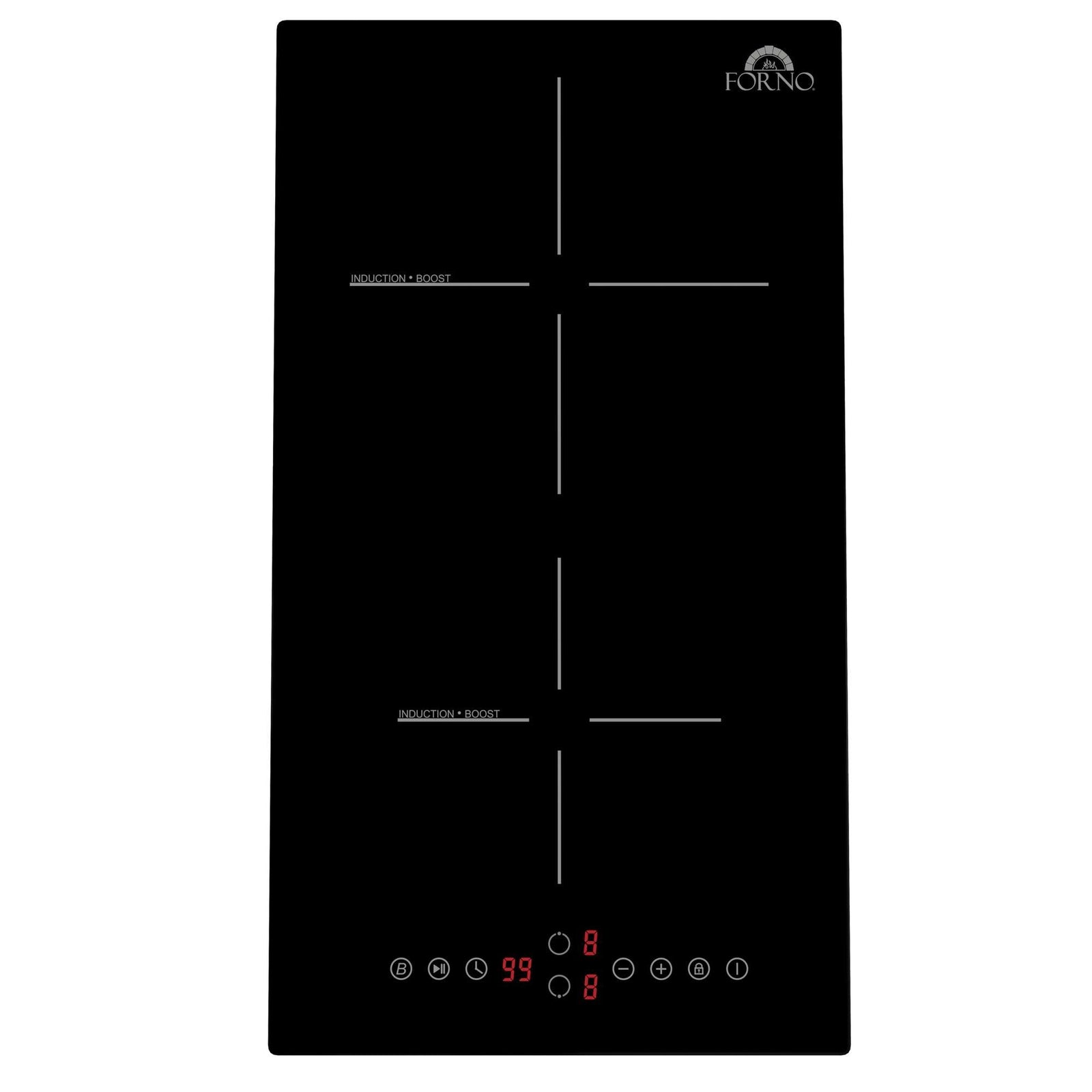 Forno Parco 12-Inch Induction Cooktop, 2 Zones, 3,600W Total Power, Touch Control, 9 Power Levels, Booster Function - FCTIN0583-12