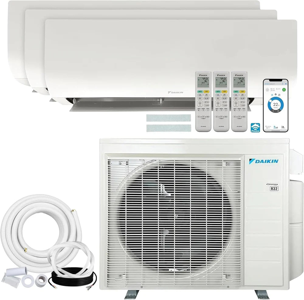 Daikin MXM 24,000 BTU (7K + 9K + 9K) 21 SEER2 3 Zone Wall Mount Mini Split Heat Pump System - R32 - 230V