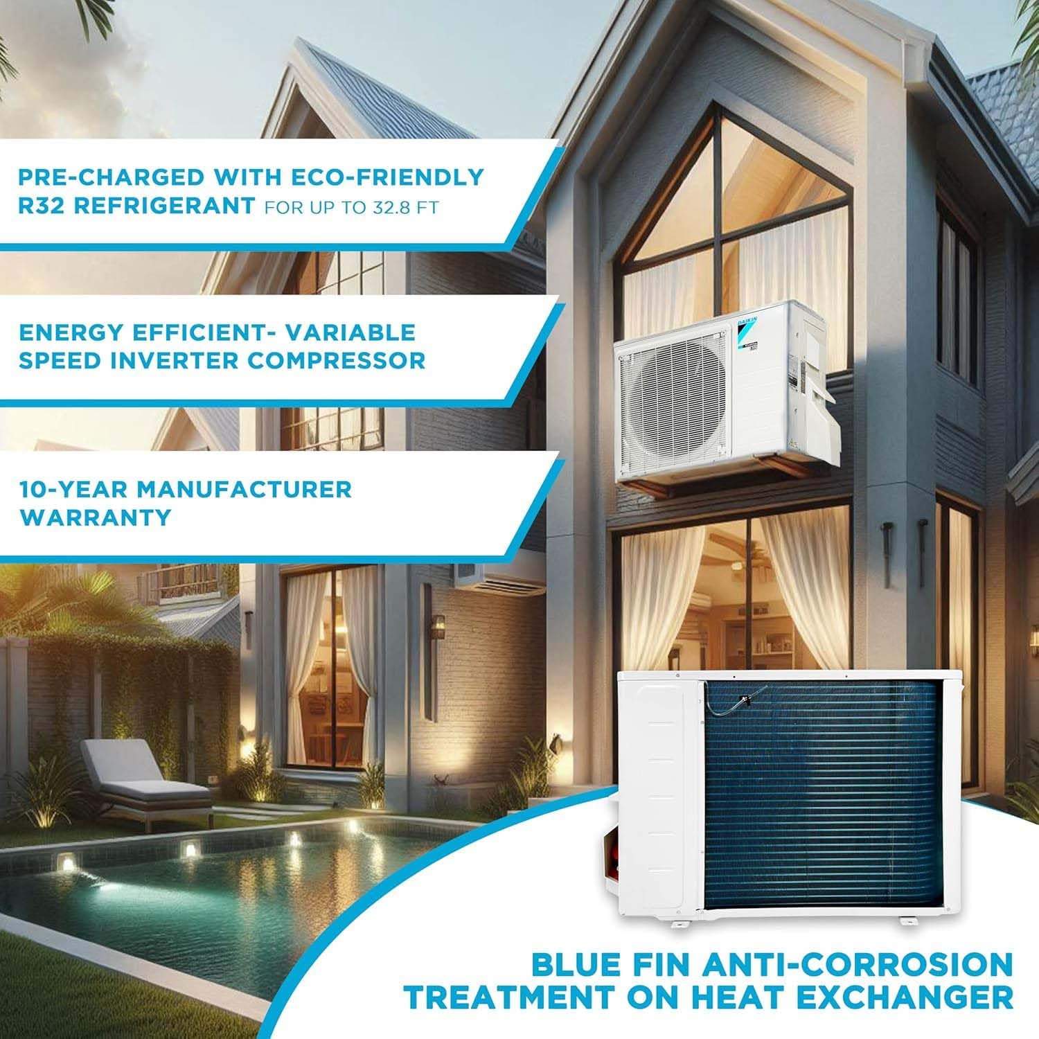 Daikin ENTRA 24,000 BTU 18 SEER2 Single Zone Wall Mount Mini Split Heat Pump System - R32 - 230V