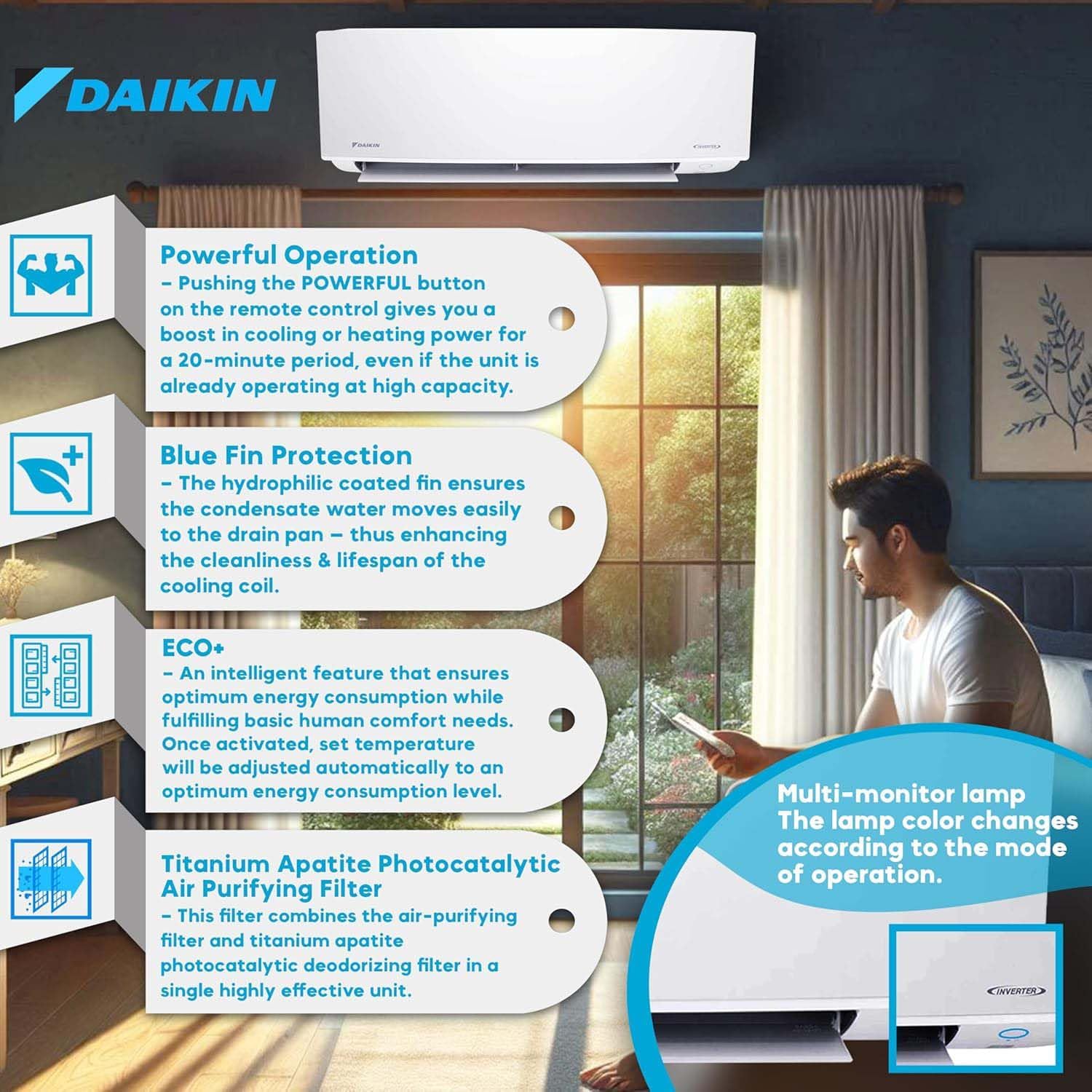 Daikin ENTRA 24,000 BTU 18 SEER2 Single Zone Wall Mount Mini Split Heat Pump System - R32 - 230V