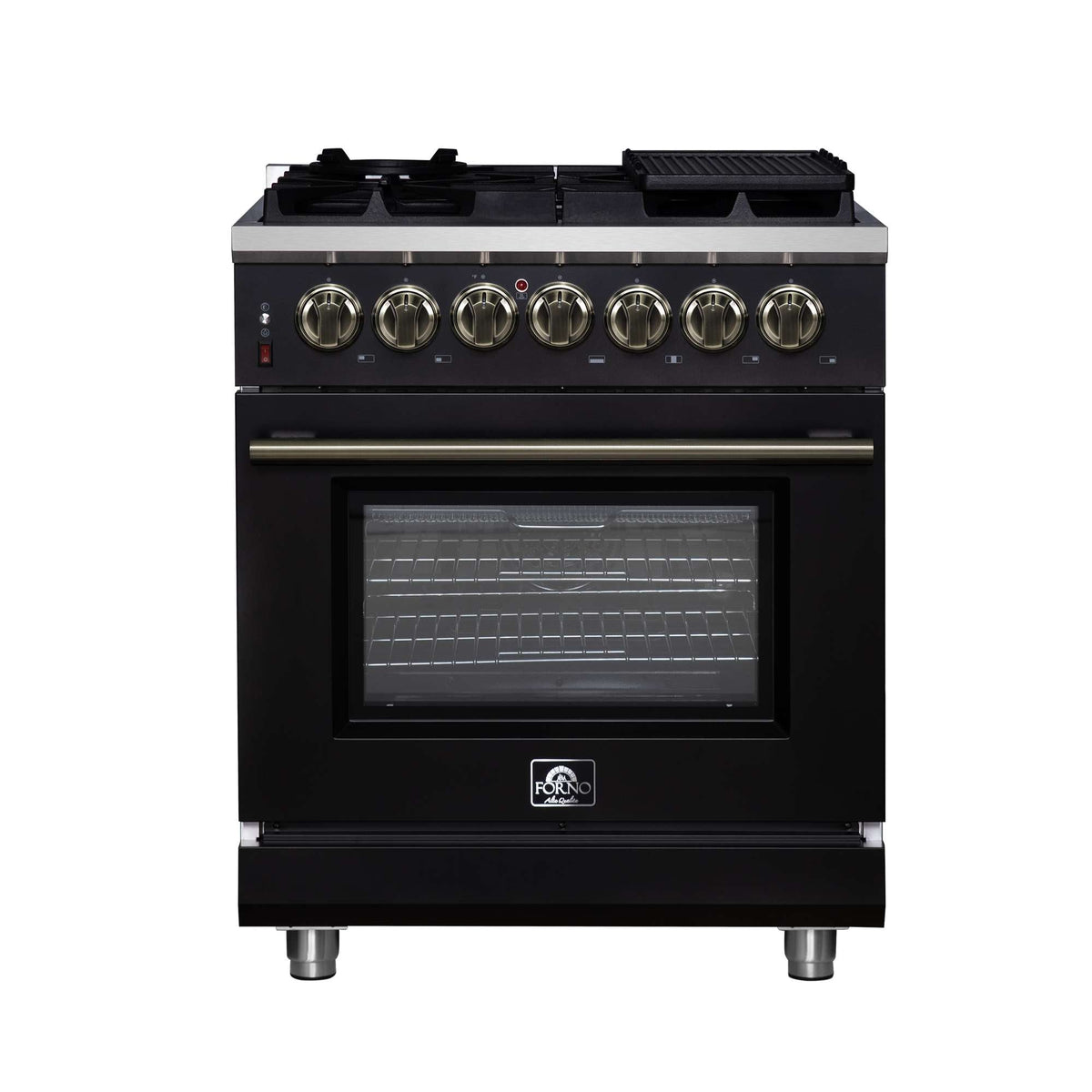 Forno Massimo 30-inch dual fuel range, black