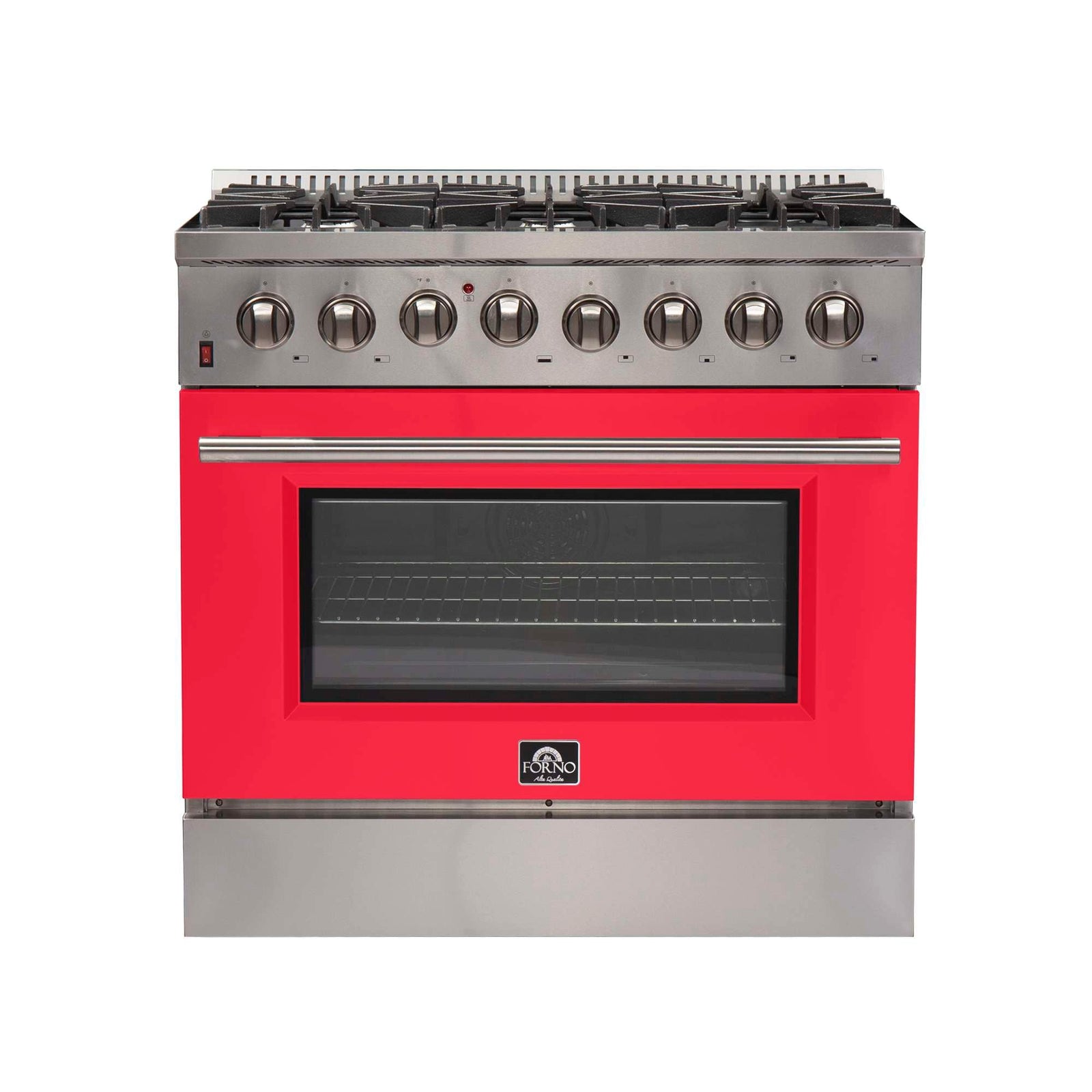 Forno Galiano 36-Inch Freestanding Dual Fuel Range, 6 Burners, Double Convection Ovens, Red Door - FFSGS6156-36RED
