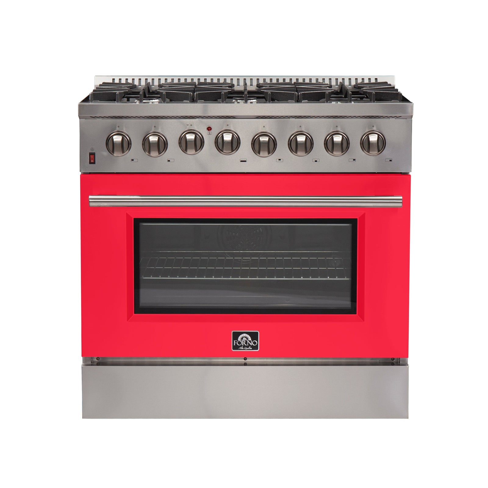Forno Galiano 36-Inch Freestanding Dual Fuel Range, 6 Burners, Double Convection Ovens, Red Door - FFSGS6156-36RED