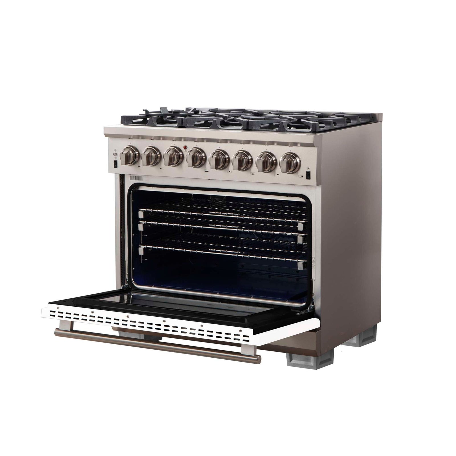 Forno Capriasca 36-Inch Freestanding Dual Fuel Range, 6 Burners, True Convection Oven, White Door - FFSGS6187-36WHT