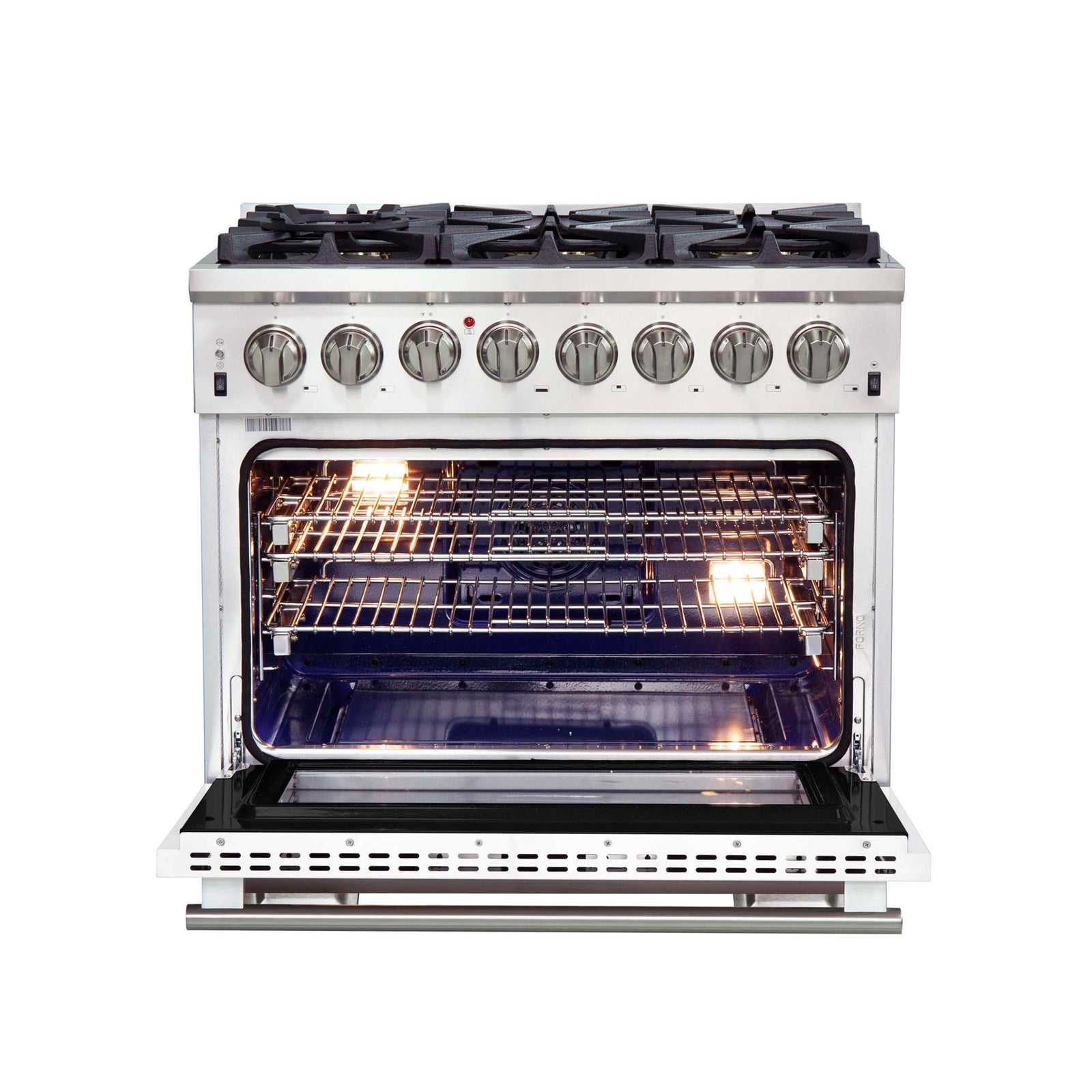 Forno Capriasca 36-Inch Freestanding Dual Fuel Range, 6 Burners, True Convection Oven, White Door - FFSGS6187-36WHT