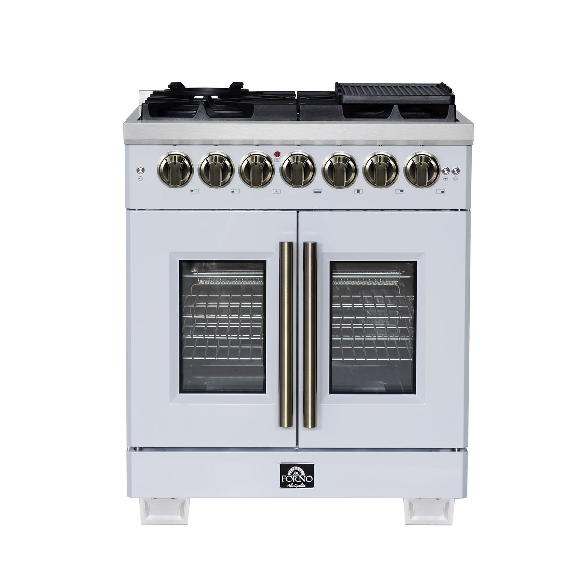 Forno Capriasca 30-inch french door dual fuel range, white