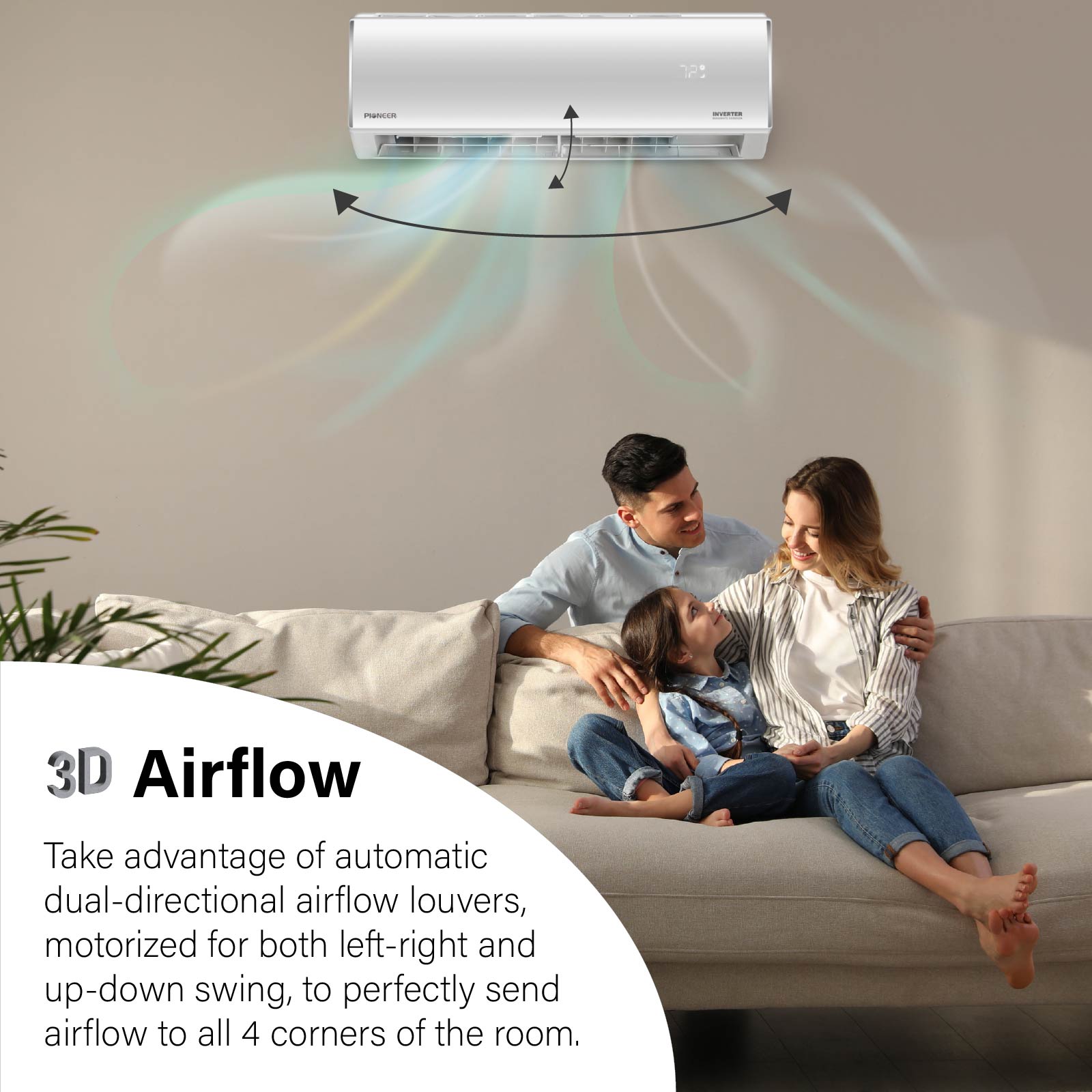 Pioneer® Diamante Essenza™ 23,000 BTU 17 SEER2 230V High-Wall Ductless Mini-Split Air Conditioner Inverter Heat Pump with 16 Ft. Kit