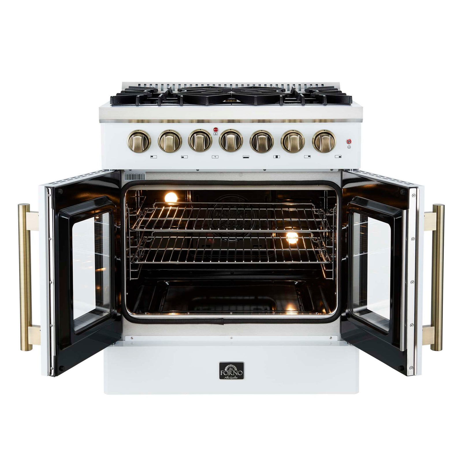 Forno Galiano 30-inch Freestanding French Door Dual Fuel Range White - FFSGS6356-30WHT