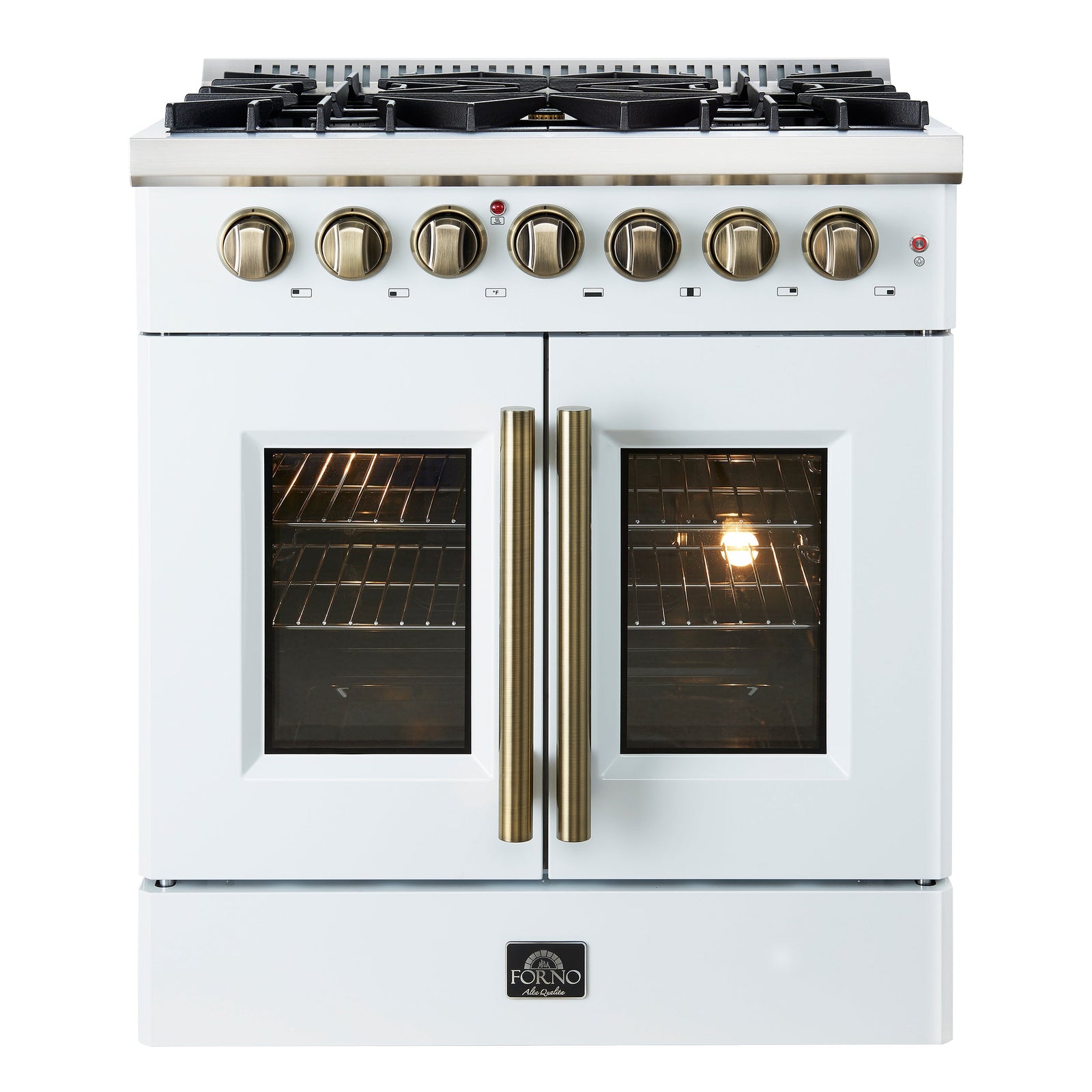 Forno Galiano 30-inch Freestanding French Door Dual Fuel Range White - FFSGS6356-30WHT