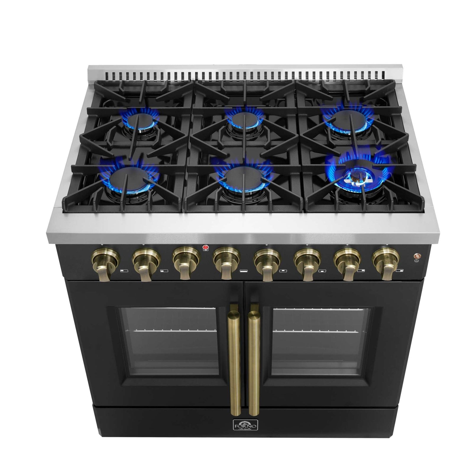 Forno Galiano 36-inch Freestanding French Door Dual Fuel Range Black - FFSGS6356-36BLK